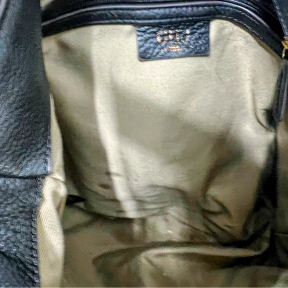 GILI Black Leather Fringe Hobo Bag with Gold Magnetic Buckle - Picture 5 of 10